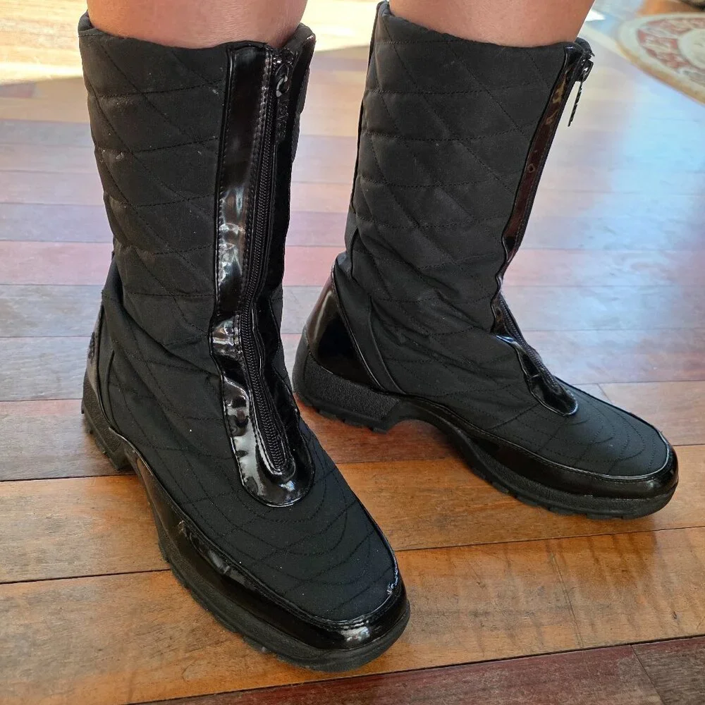 Totes Black Front Zip-Up All Weather Boots Size 10